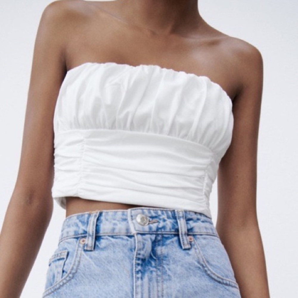 🤍☁️Zara Bandeau Style Bustier crop Top☁️🤍